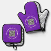 QRコードスキャンとカスタム文字パーソナライズされた 鍋つかみ&鍋敷きセット (正面/裏面)