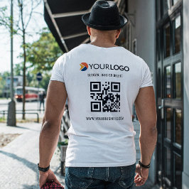 QRコードスキャンカスタムとプロモーションビジネスロゴ Tシャツ