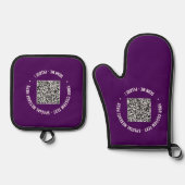 QRコードスキャンカスタム文字と色パーソナライズされた 鍋つかみ&鍋敷きセット (正面)