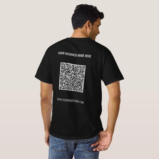 QRコードスキャンカスタム文字ビジネスTシャツ Tシャツ (裏面フル)
