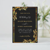 QRコードスキャンブラック金ゴールド結婚式招待状 招待状 (スタンド正面)