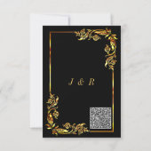 QRコードスキャンブラック金ゴールド結婚式招待状 招待状 (裏面)