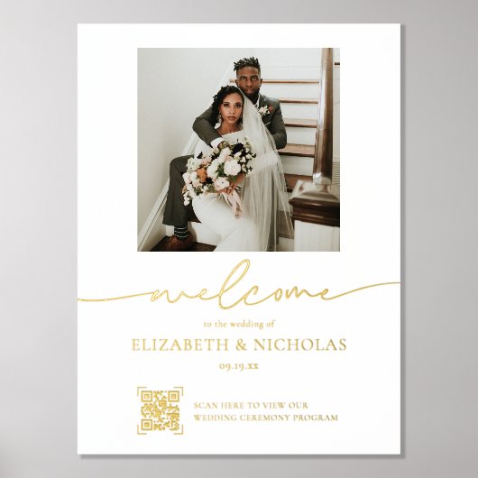 QRコードスキャンプログラム |の結婚写真へようこそ 箔ポスター (正面)