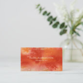 QRコードスキャン可カラフル能オレンジ水彩画 名刺 (スタンド正面)