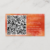 QRコードスキャン可カラフル能オレンジ水彩画 名刺 (裏面)