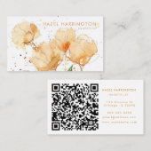 QRコードスキャン可能かわいいカラフル水色フローラ 名刺 (正面/裏面)