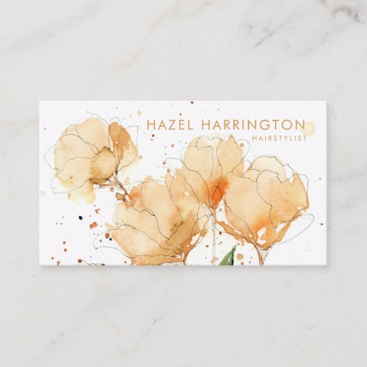 QRコードスキャン可能かわいいカラフル水色フローラ 名刺 (正面)