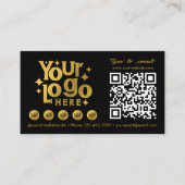 QRコードスキャン可能なソーシャルメディア金ゴールドビジネスロゴ 名刺 (正面)