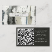 QRコードスキャン可能な抽象芸術ニュートラルウォーターカラーアート 名刺 (正面/裏面)