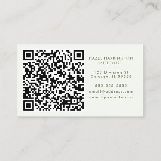 QRコードスキャン可能な植物性緑の水色 名刺 (裏面)