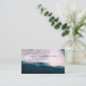 QRコードスキャン可能な水色ムーディティール（緑がかった色）ピンク 名刺 (スタンド正面)