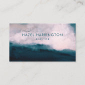 QRコードスキャン可能な水色ムーディティール（緑がかった色）ピンク 名刺 (正面)