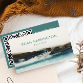 QRコードスキャン可能な水色抽象芸術 芸術的 名刺