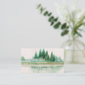 QRコードスキャン可能な湖水色アウトドア 名刺 (スタンド正面)