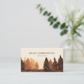 QRコードスキャン可能な秋フォレストアウトドア水色 名刺 (スタンド正面)