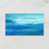 QRコードスキャン可能な青い水色沿岸トレンディー 名刺 (正面)