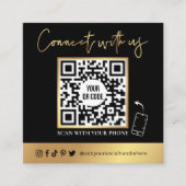 QRコードスキャン可能ブラック&フェイク金ゴールド名刺 スクエア名刺 (正面)