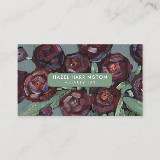 QRコードスキャン可能ムーディーズ抽象芸術フラワーアート 名刺 (正面)