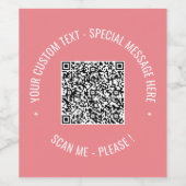 QRコードスキャン情報カスタムテキストカラー パーソナライズド ワインラベル (シングルラベル)