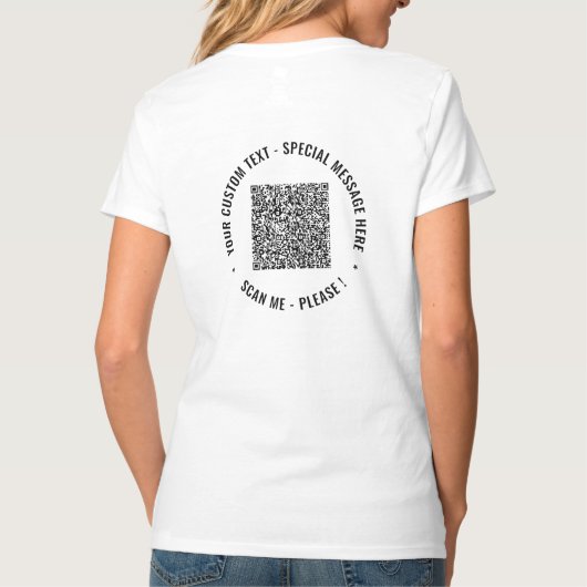 QRコードスキャン情報カスタムテキストTシャツ例 Tシャツ (裏面)