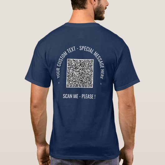 QRコードスキャン情報カスタム文字おもしろいTシャツ Tシャツ (裏面)