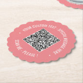 QRコードスキャン情報カスタム文字紙コースター ペーパーコースター (アングル)