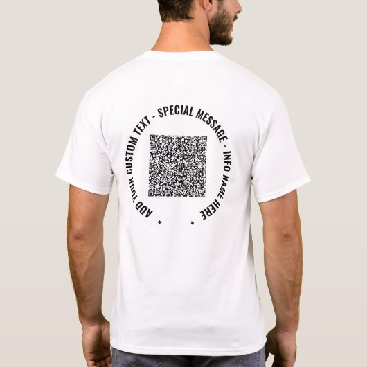 QRコードスキャン情報カスタム文字Tシャツギフト Tシャツ (裏面)