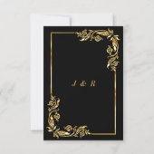 QRコードスキャン情報ブラック金ゴールド結婚式招待状 (裏面)