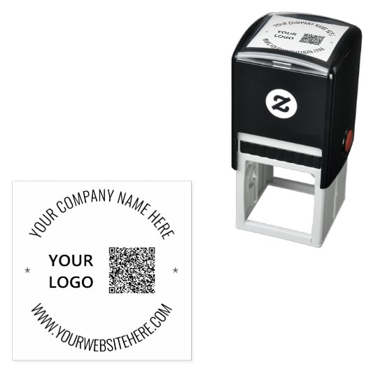 QRコードスキャン情報ロゴカスタムテキスト丸型スタンプ セルフインキングスタンプ (インサイチュ)