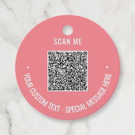 QRコードスキャン情報文字と色メッセージカード フェイバータグ (正面)