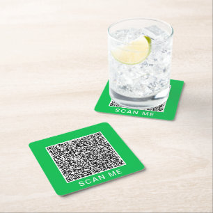 QRコードスキャン情報紙コースターカスタムカラー スクエアペーパーコースター