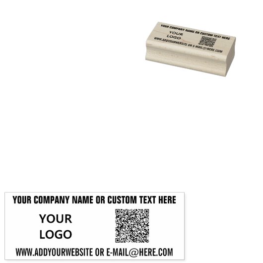 QRコードスキャン情報(ロゴと文字ゴム印) ラバースタンプ (押印)