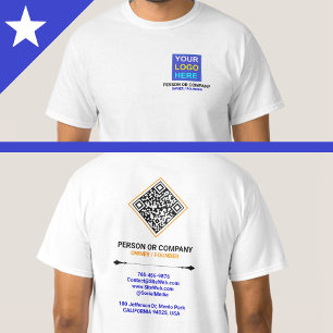 (QRコードスキャン&テキスト) カスタムビジネス会社ロゴ Tシャツ
