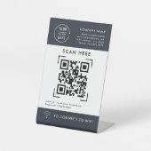 QRコードスキャンWi-Fi | ビジネスロゴコンタクトレス 台座サイン (正面)