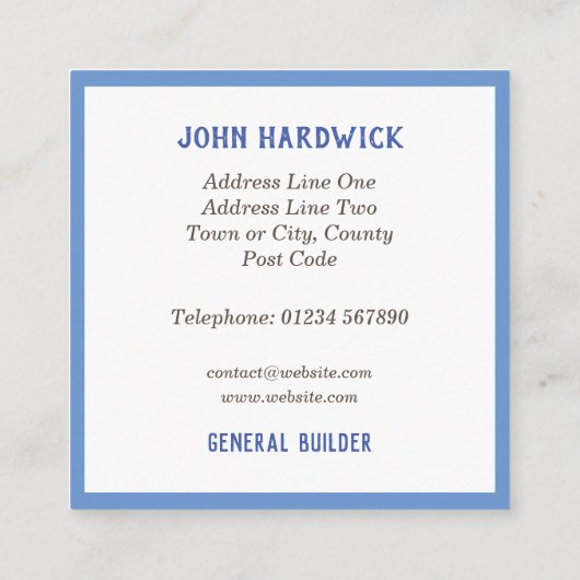 QRコードスクエアビジネスカード付き汎用ビルダー スクエア名刺 (裏面)