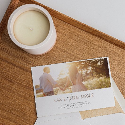 QRコードスクエレガントリプト写真ウェディング日付の保存 招待状