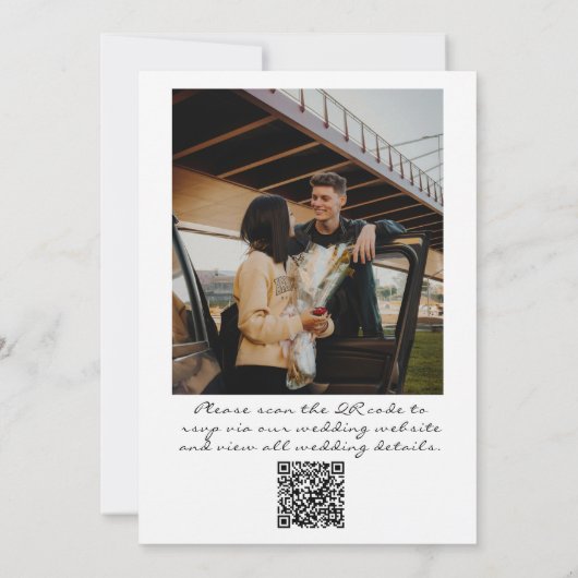 QRコードスクライブラブル手書描画結婚の写真 招待状 (裏面)