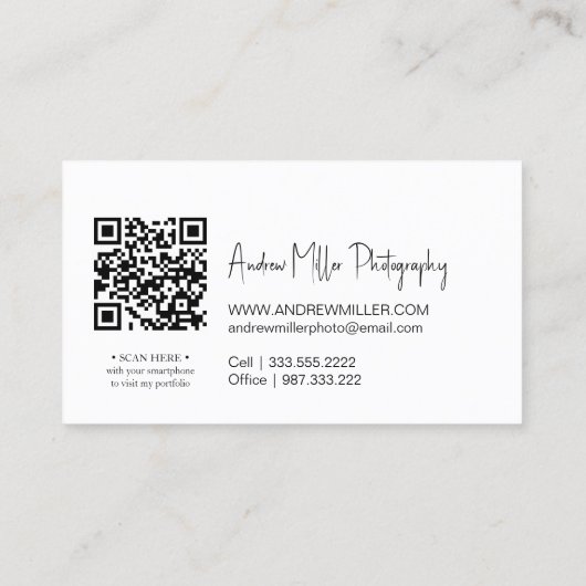 QRコードスクリプトオーバーレイ付きフォト名刺 名刺 (裏面)