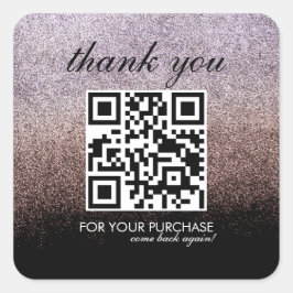 QRコードスクリプトピンクフェイクグリッター スクエアシール