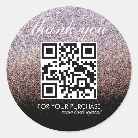 QRコードスクリプトピンクフェイクグリッター ラウンドシール (正面)