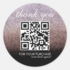 QRコードスクリプトピンクフェイクグリッター ラウンドシール