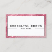 QRコードスタイリッシュバラピンク発光グリッタークラス 名刺 (正面)