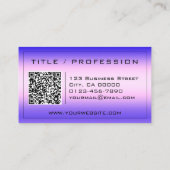 QRコードスタイリッシュピンク紫の色グラデーションのクラス 名刺 (裏面)