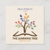 QRコードスタイリッシュ指導モダン教育先生 スクエア名刺 (正面)