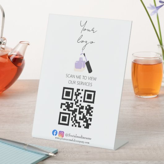 QRコードスタンドアップのサロン価格表のスキャン 台座サイン (インサイチュ)