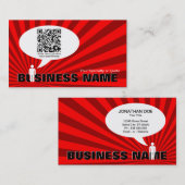 qrコードスピーチの泡(赤い光線) 名刺 (正面/裏面)