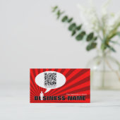 qrコードスピーチの泡(赤い光線) 名刺 (スタンド正面)