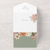 QRコードセージ緑のフローラ結婚 オールインワン招待状 (外側)