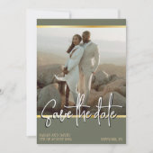 QRコードセージ緑ゴールデンミニマリスト写真 セーブザデート (正面)