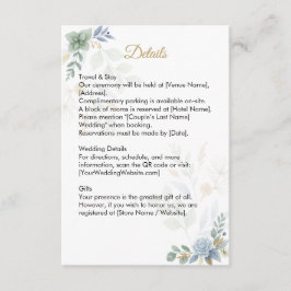 QRコードセージ緑フローラ水色結婚の エンクロージャーカード
